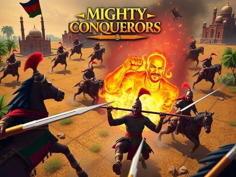 Mighty Conquerors game screenshot showing Indian army battle